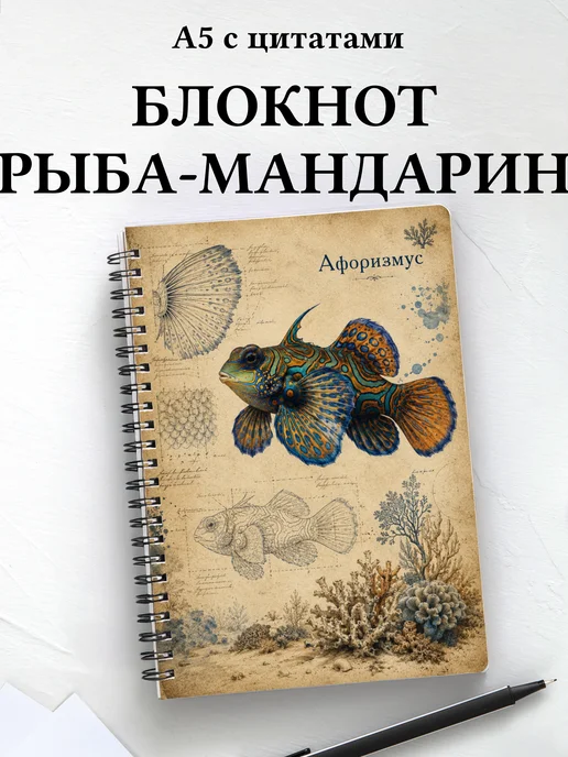 Блокнот Рыба-мандарин с мотивирующими цитатами