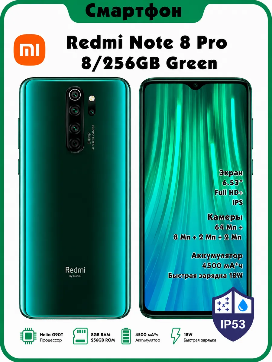 Redmi Note 8 Pro 8/256gb Изумрудно-Зеленый