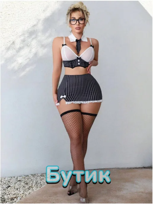 Эротический костюм для ролевых игр, черный, фото 4