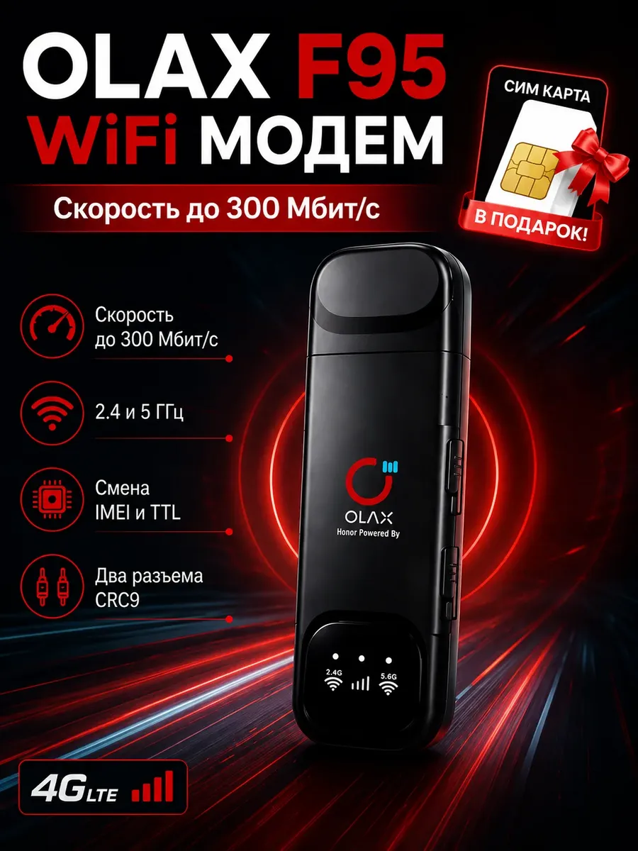 Модем 4G LTE F95 с раздачей Wi-Fi (Смарт тарифы)