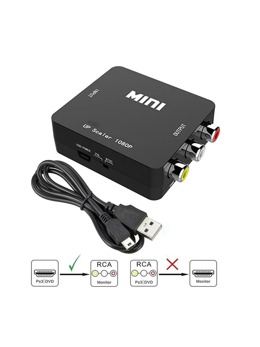 Конвертер HDMI-AV, черный, 1080P, для ТВ