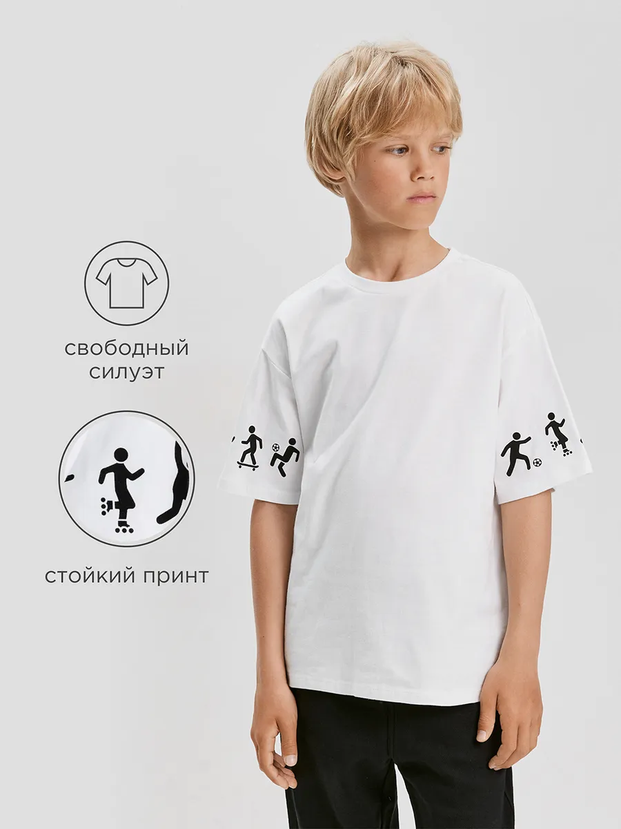 Футболка детская с принтом на рукавах