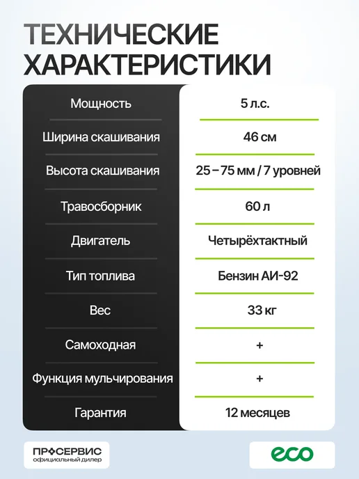 Eco Газонокосилка бензиновая самоходная с травосборником 60л, 60 л, фото 8
