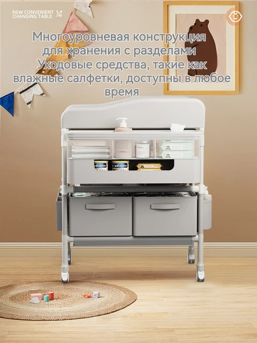 Пеленальный столик складной, серый, фото 7