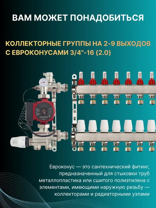 enplu Коллектор (комплект) для теплого пола 4 контура, вариант, фото 8