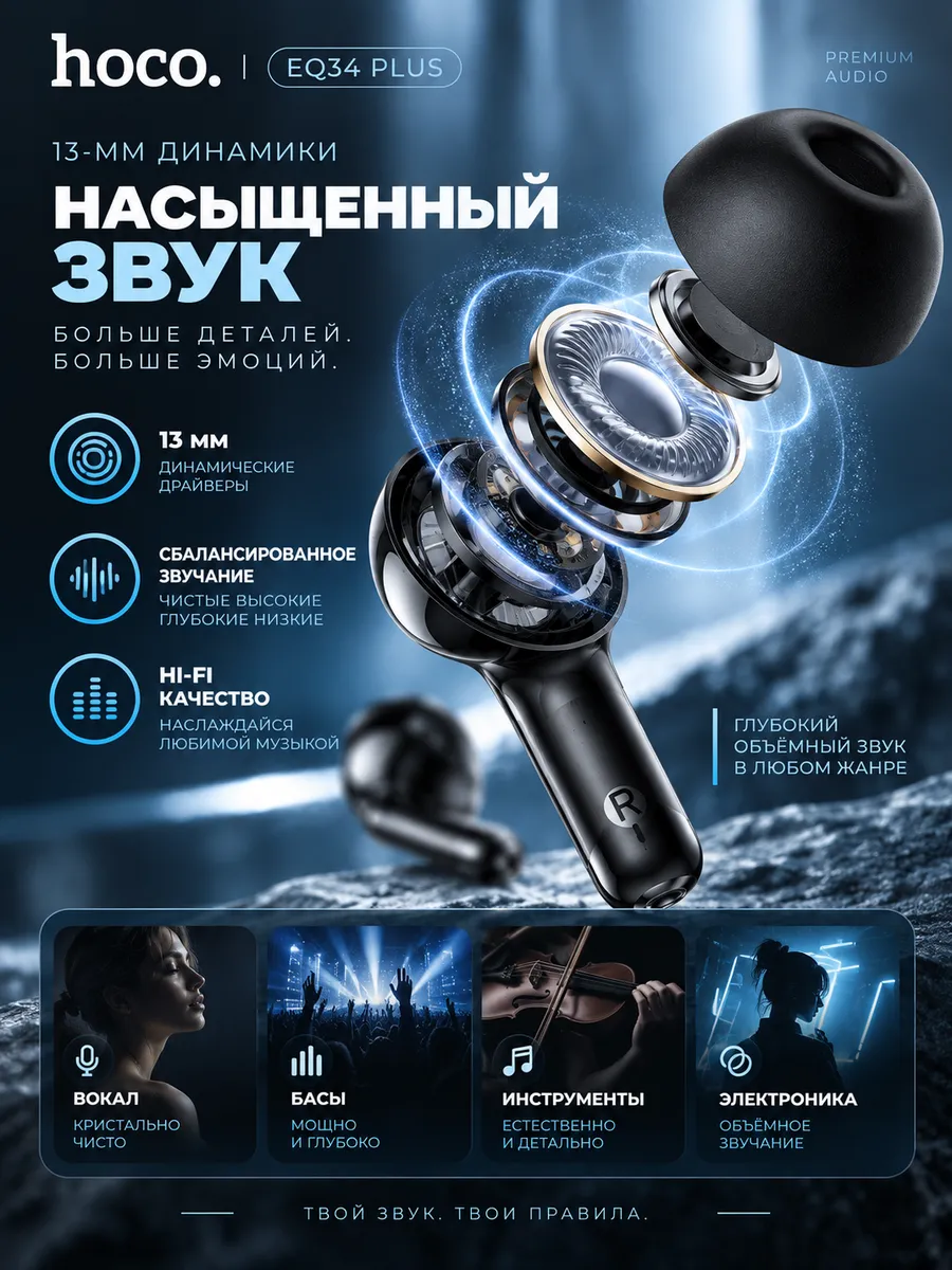 Наушники беспроводные EQ34 plus, шумоподавление - фото 3