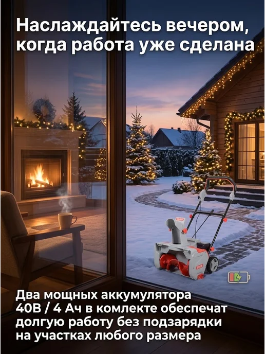 Снегоуборщик аккумуляторный мощный СЭ 40-ЛИ — фото 4