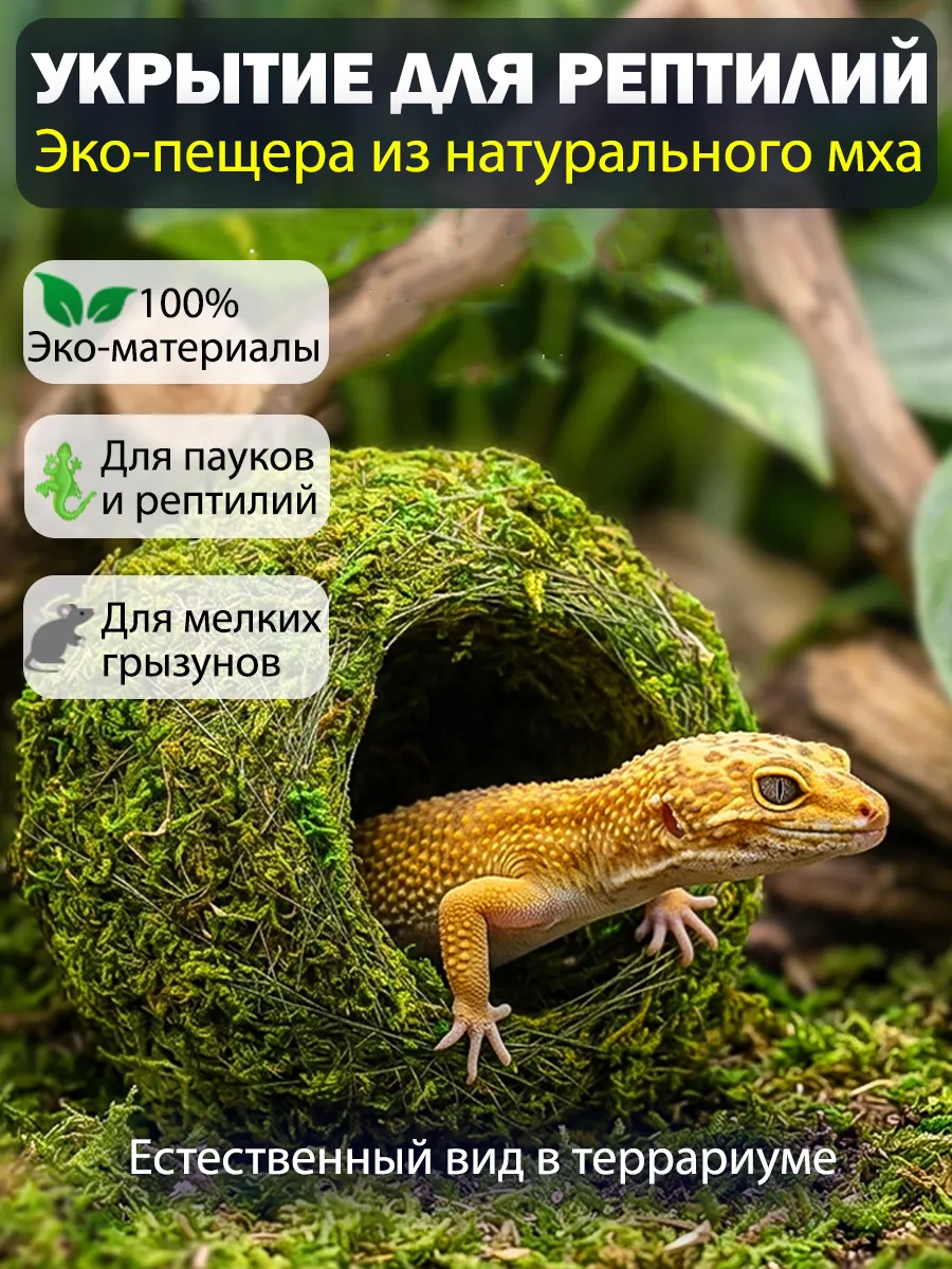 Грот для рептилий и террариума мох, укрытие