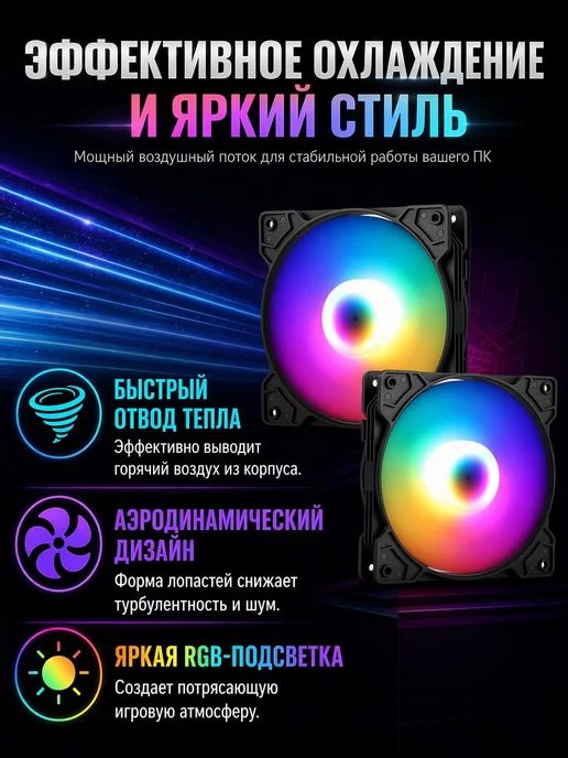 Кулеры для ПК вентиляторы для корпуса с fRGB 3шт, 3 шт, фото 7