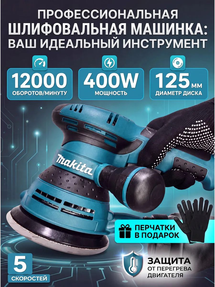 Шлифовальная машинка эксцентриковая 125мм