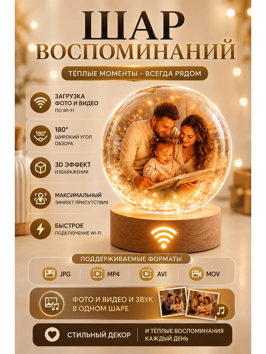 Цифровая фоторамка шар воспоминаний видеосфера