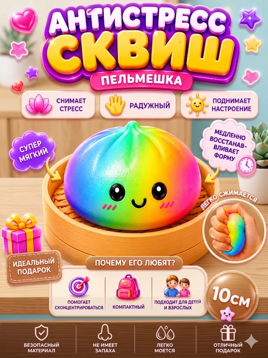 дамплинги антистресс хинкали сквиш пельмень радужный