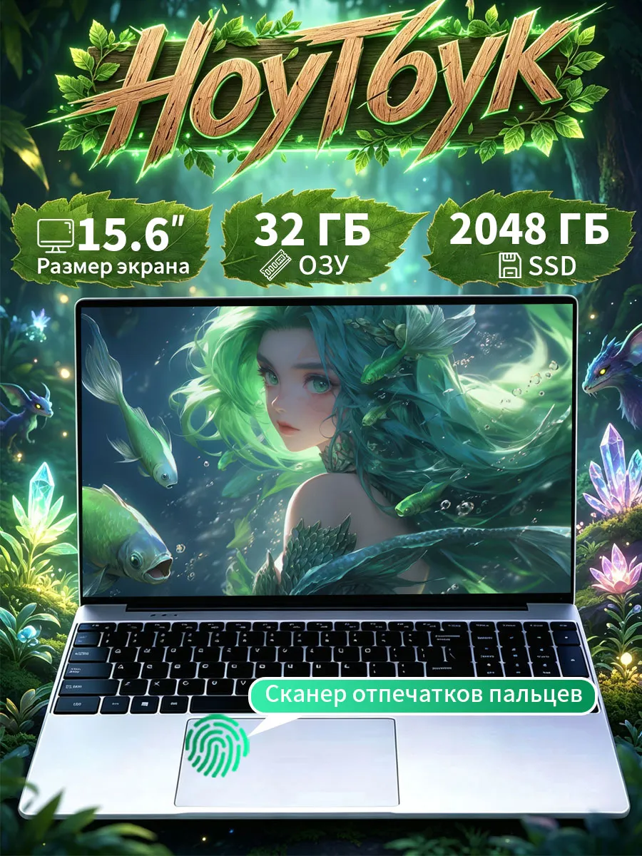 15.6-дюймовый ноутбук для работы и развлечений, 32 ГБ ОЗУ, 2… 1227958139 купить за 18 078 ₽ в интернет‑магазине Wildberries
