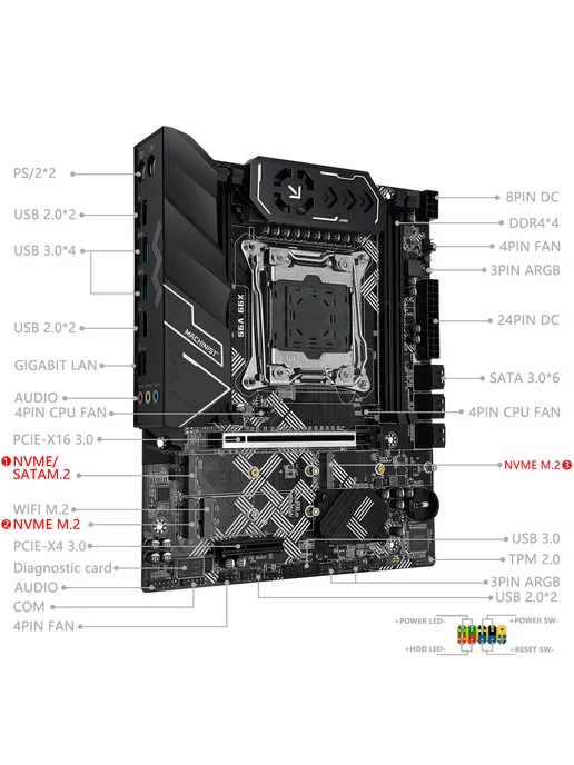 MAHCINIST x99 материнская плата U9 xeon e5 2680 v4 DDR4 tpm2.0 m-atx, 16 ГБ, фото 2