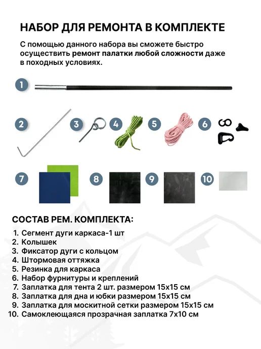 RSP Палатка туристическая 3-х местная Hill 3 (цв. синий), синий, фото 6
