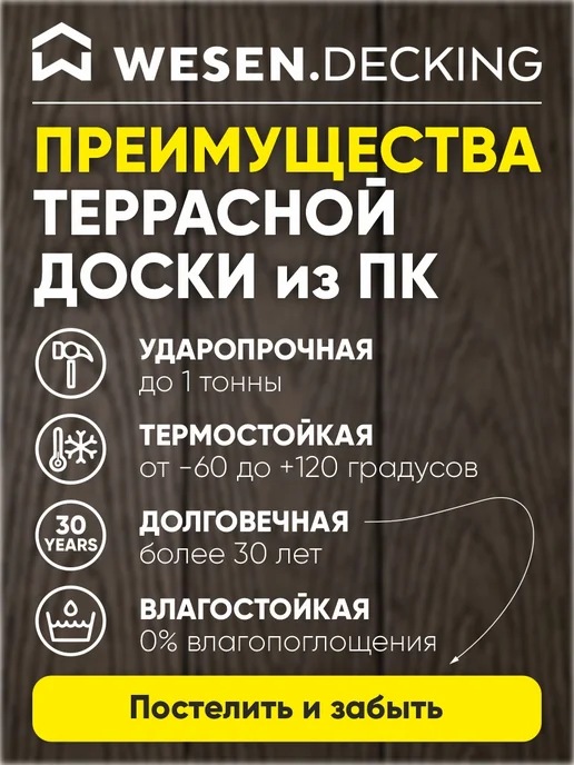 Террасная доска полимерная 138х30х2500 мм, Коричневый, 1 шт, 30x2500 мм, 2 шт, серый, фото 2