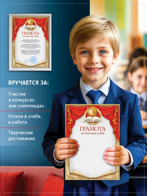 ТМ Мир поздравлений Грамота для принтера школьная А4 20 шт, 20 шт, фото 4