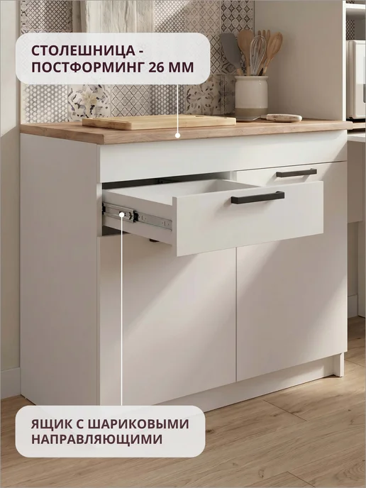Олмеко Кухонный гарнитур белый Денвер 1600х2100 мм, 1600x2100 мм, фото 5