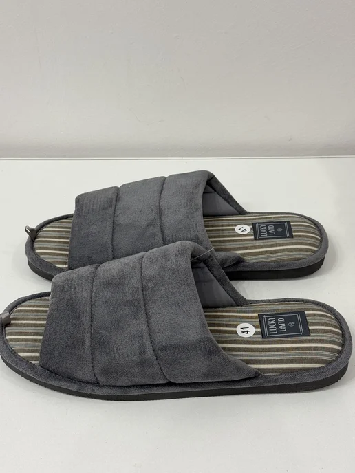 grandshoes Тапочки домашние с открытым мысом, серый, фото 2