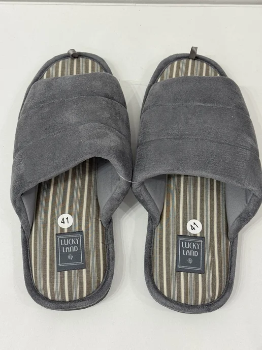 grandshoes Тапочки домашние с открытым мысом, серый, фото 4