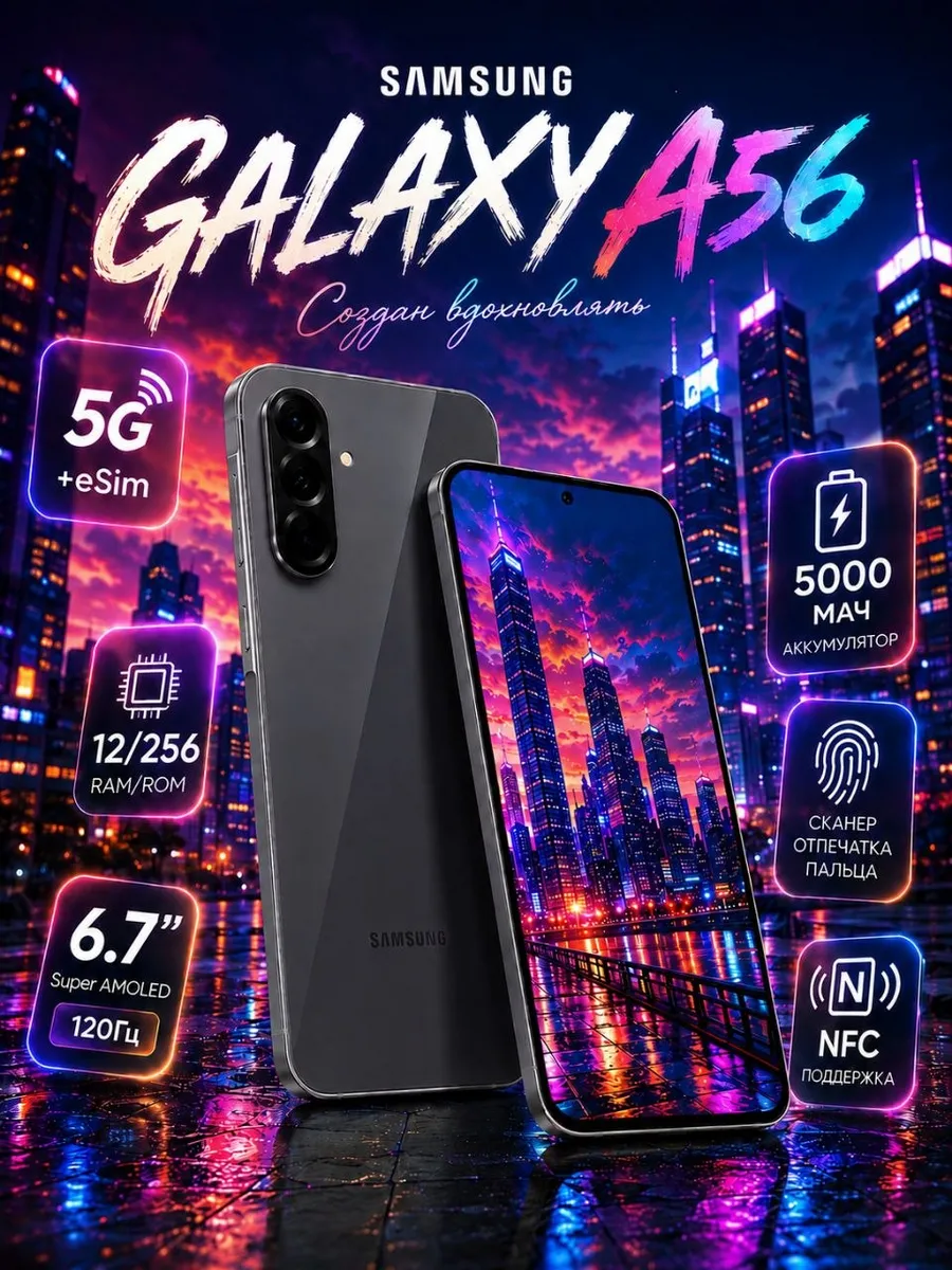 Смартфон Galaxy A56 5G 12/256 ГБ, черный