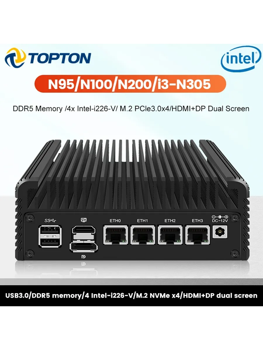 Мини-ПК Topton X4C Intel i3 N305, 32GB DDR5, 1TB NVMe