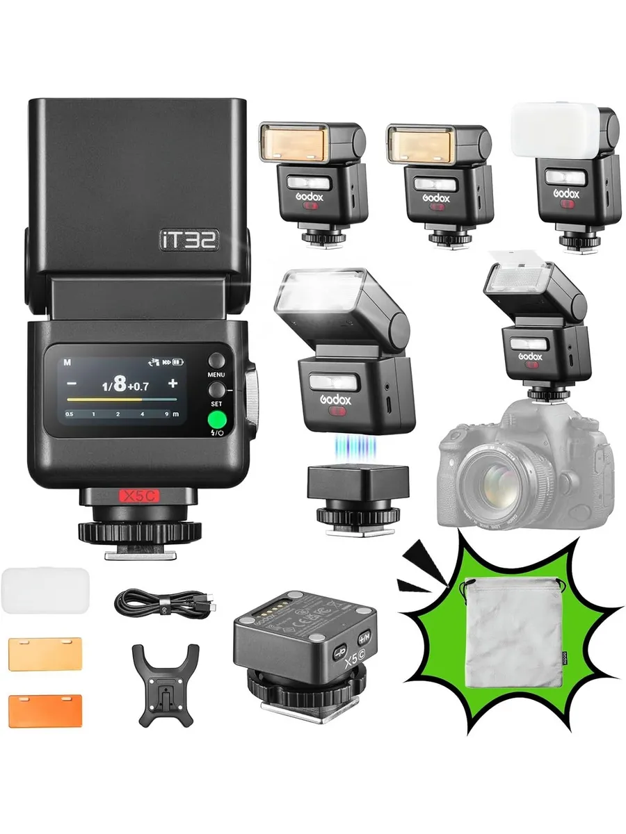 ФотовспышкаGODOX iT32 TTL,беспроводной триггерX5Cдля canon
