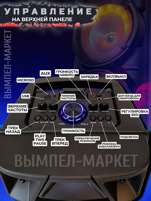 SAPARALI Беспроводная портативная блютуз колонка музыкальная ZQS 8210, черный, фото 6