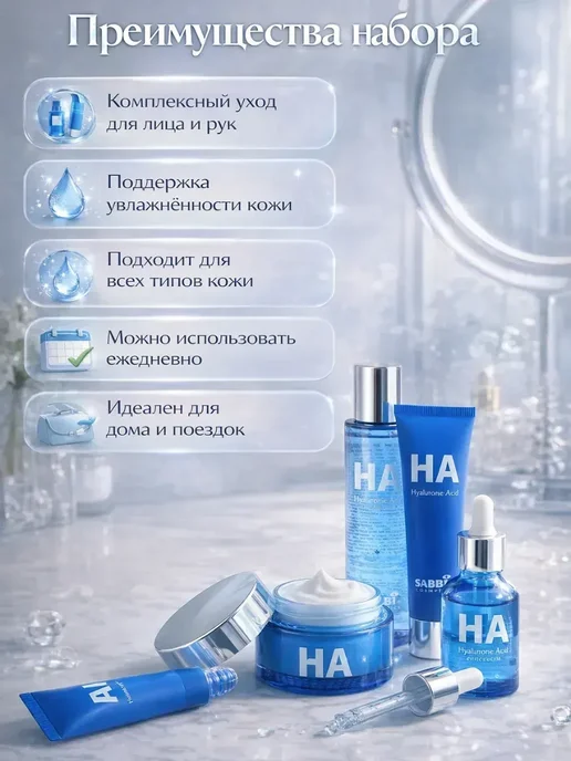 Ай2022 Косметический набор для увлажнения кожи лица и рук, синий, фото 2