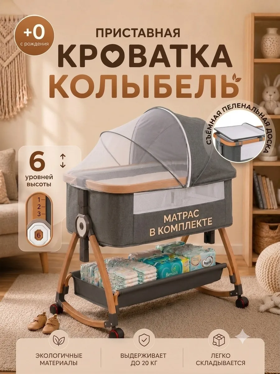 Приставная кроватка для новорожденных