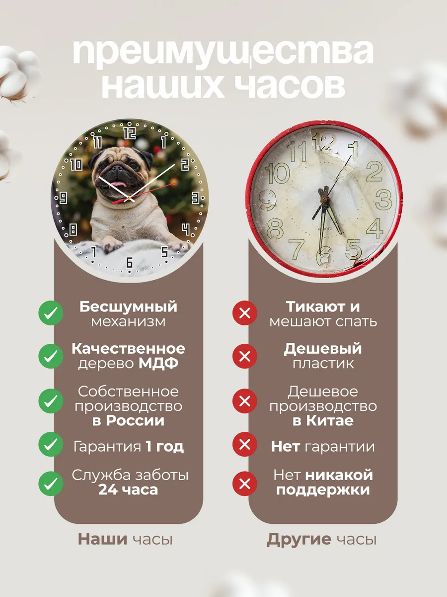 Часы настенные "мопс" — фото 10
