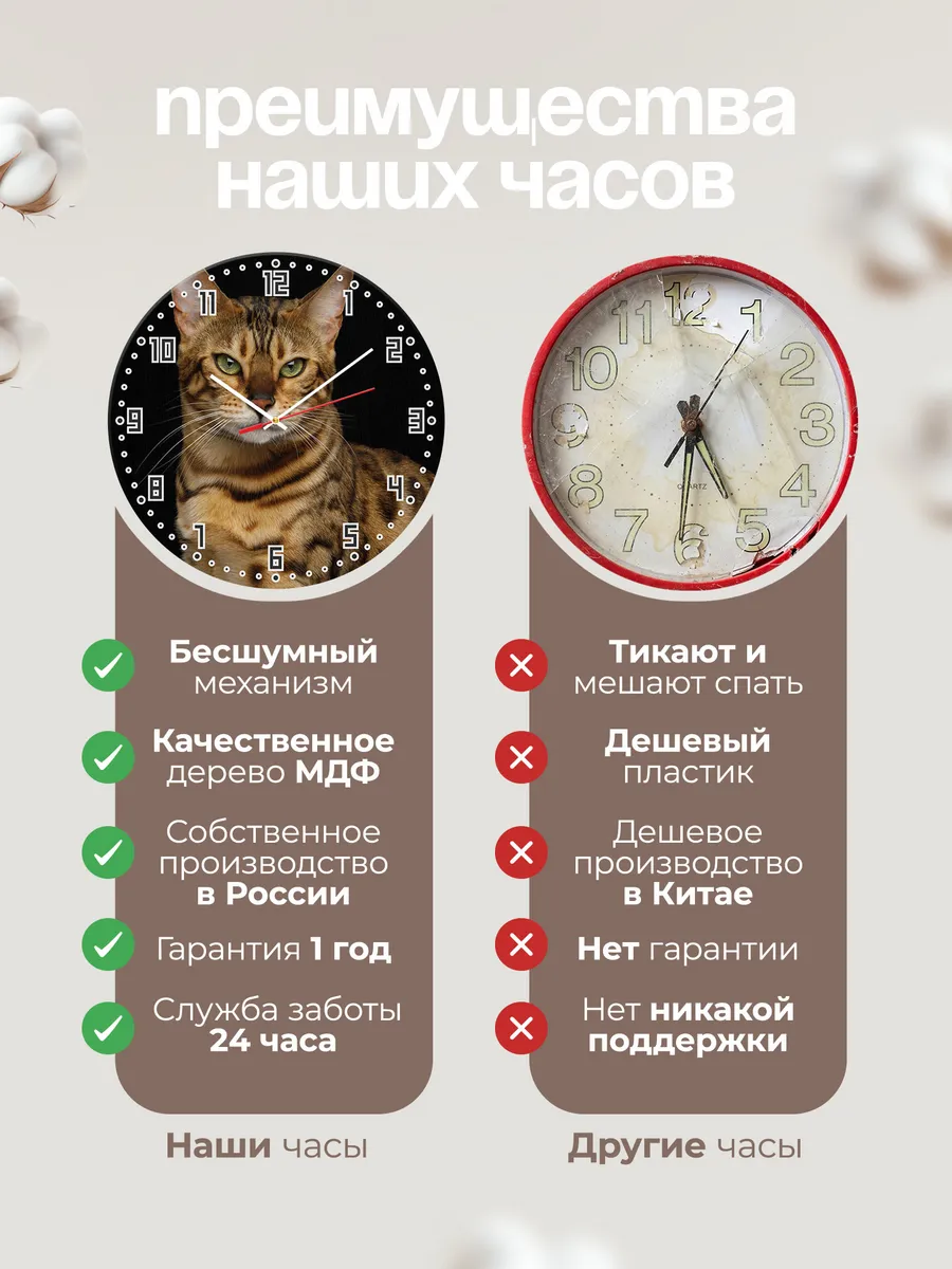 Часы настенные "бенгальская кошка" — фото 10