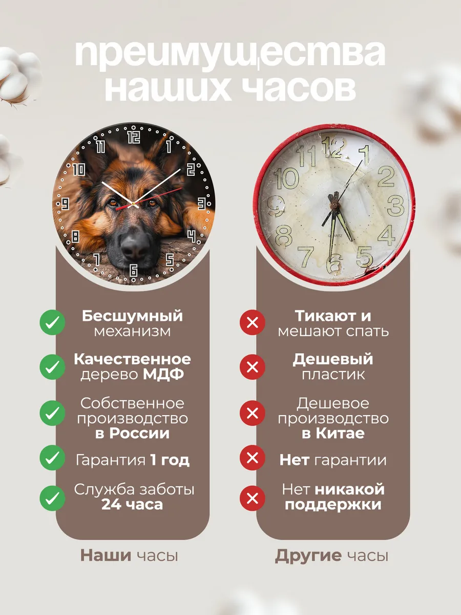 Часы настенные "рыжая Немецкая овчарка" — фото 10