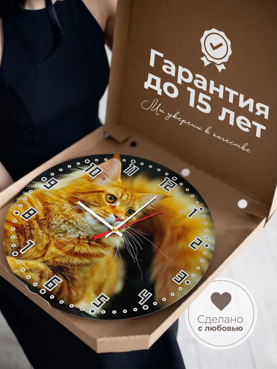 Часы настенные "мейн кун кошка" — фото 3