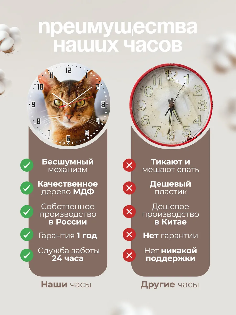 Часы настенные "кошка абиссинская" — фото 10