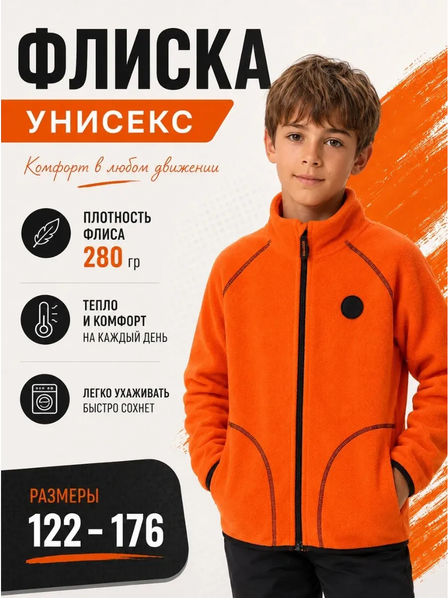 Кофта флисовая теплая на молнии