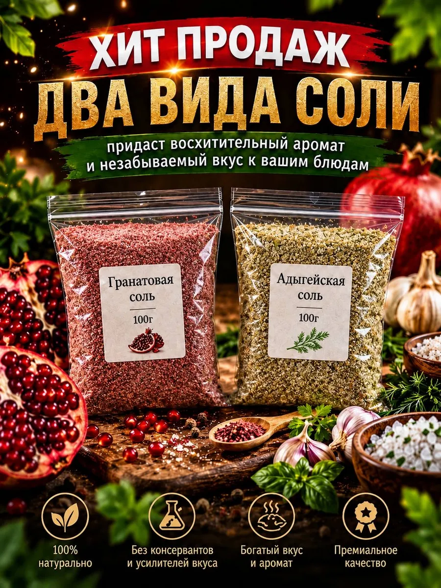 Набор солей 2 по 100г Гранатовая и Адыгейская