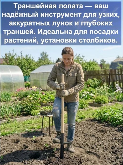 Лопата траншейная узкая для прокладки кабелей и труб, черная, черный, фото 7