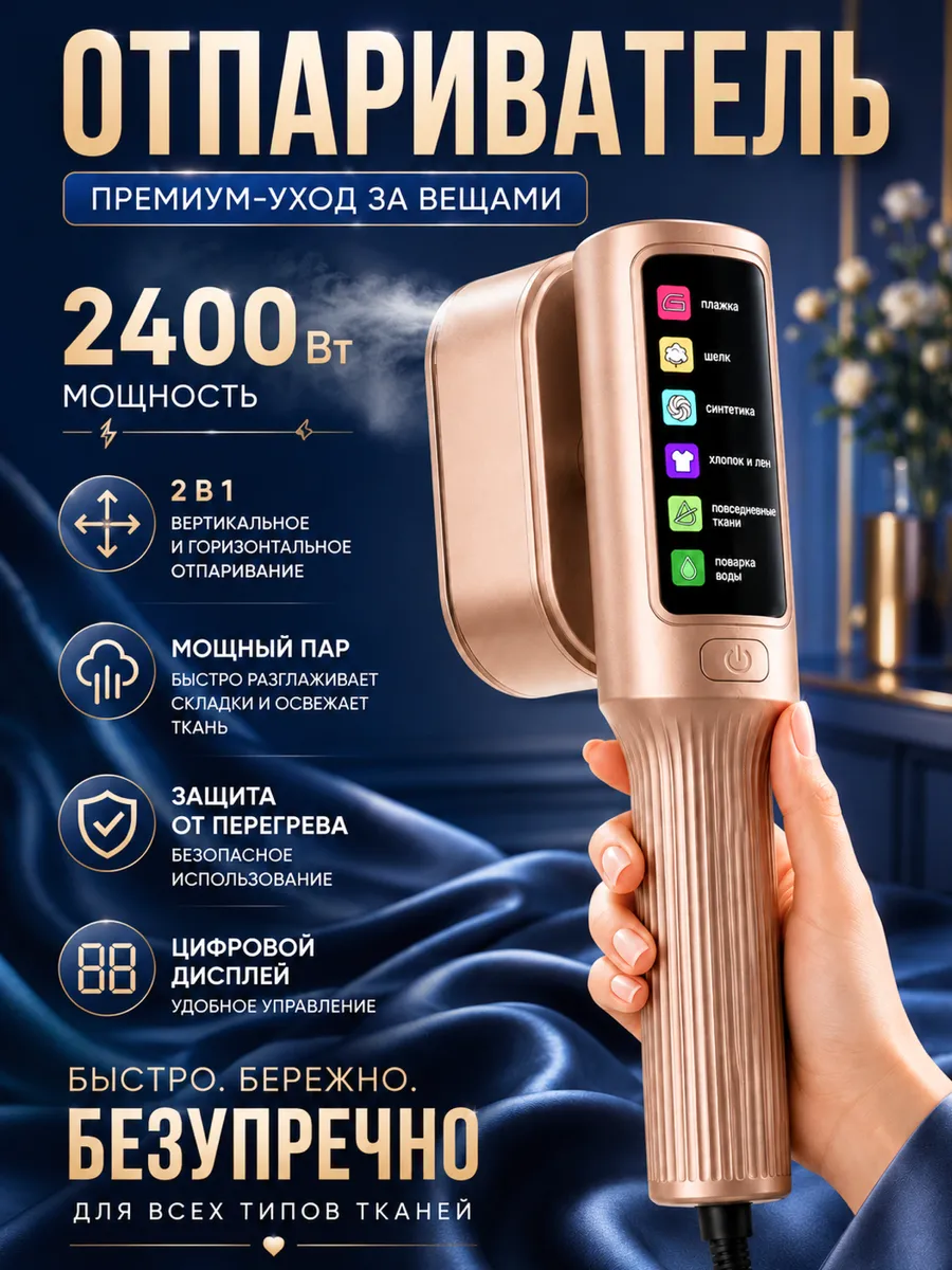 Отпариватель ручной для одежды с дисплеем мощный