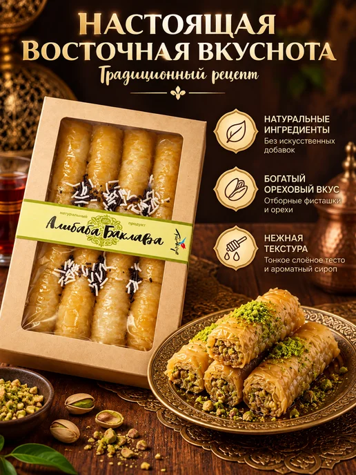 AliBaba Baklava Пахлава "Бурма" кокосовая 500г, 500 г, фото 2