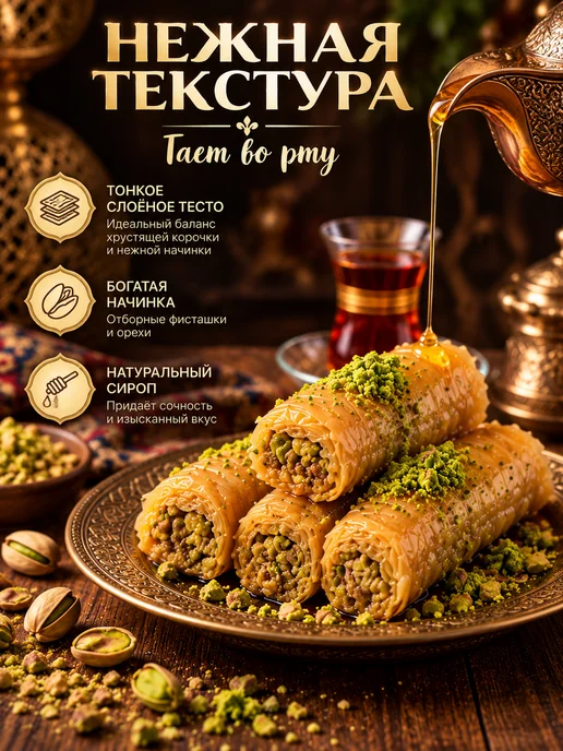 AliBaba Baklava Пахлава "Бурма" кокосовая 500г, 500 г, фото 4