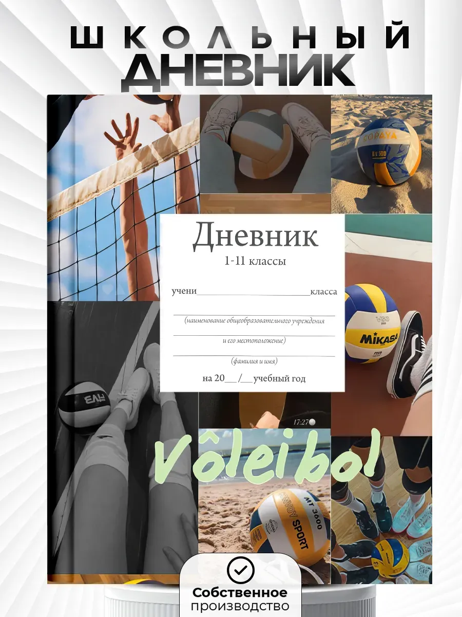 Дневник школьный 1-11 класс,c принтом волейбол, канцтовары