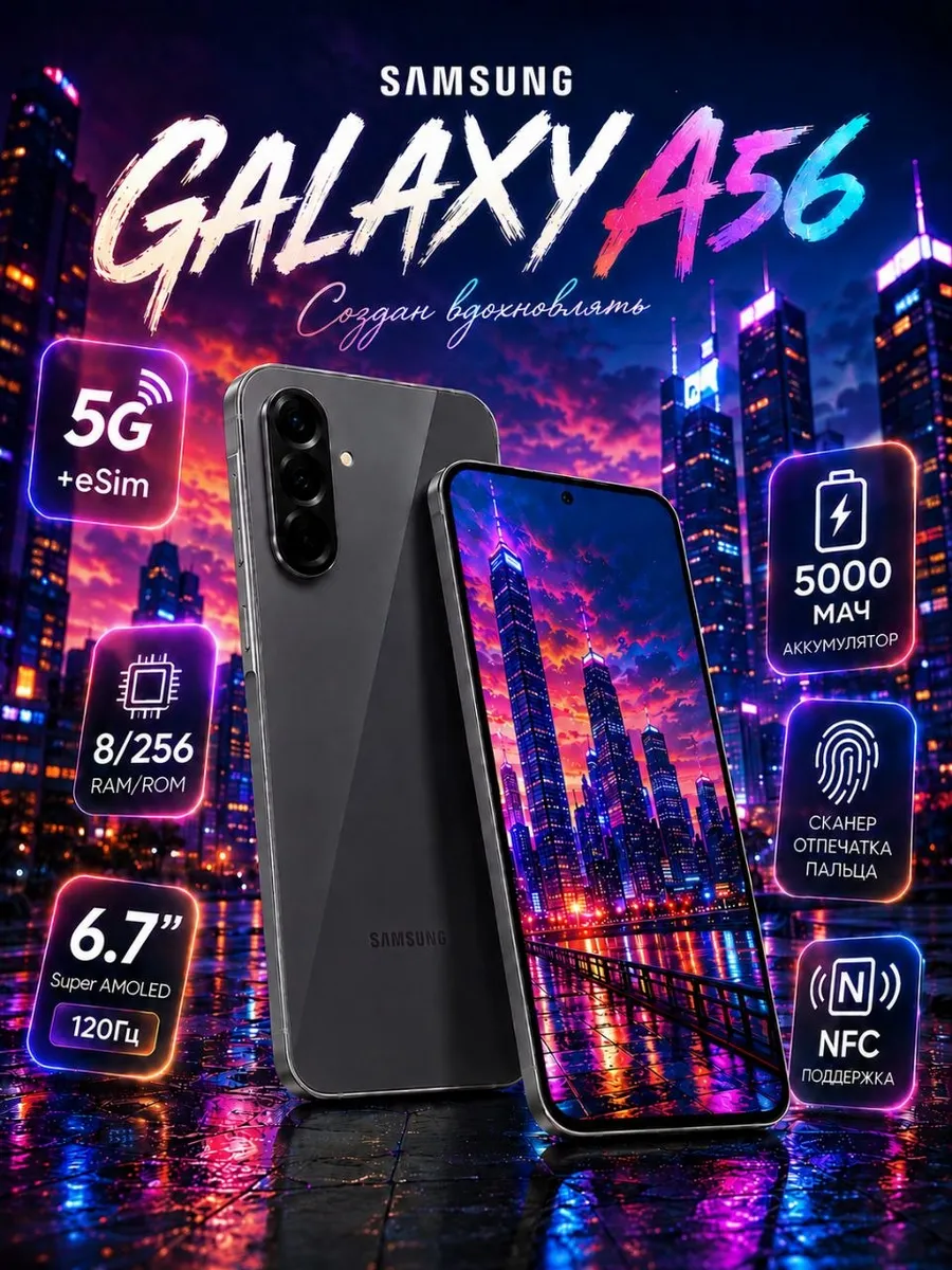 Смартфон Galaxy A56 5G 8/256 ГБ, черный