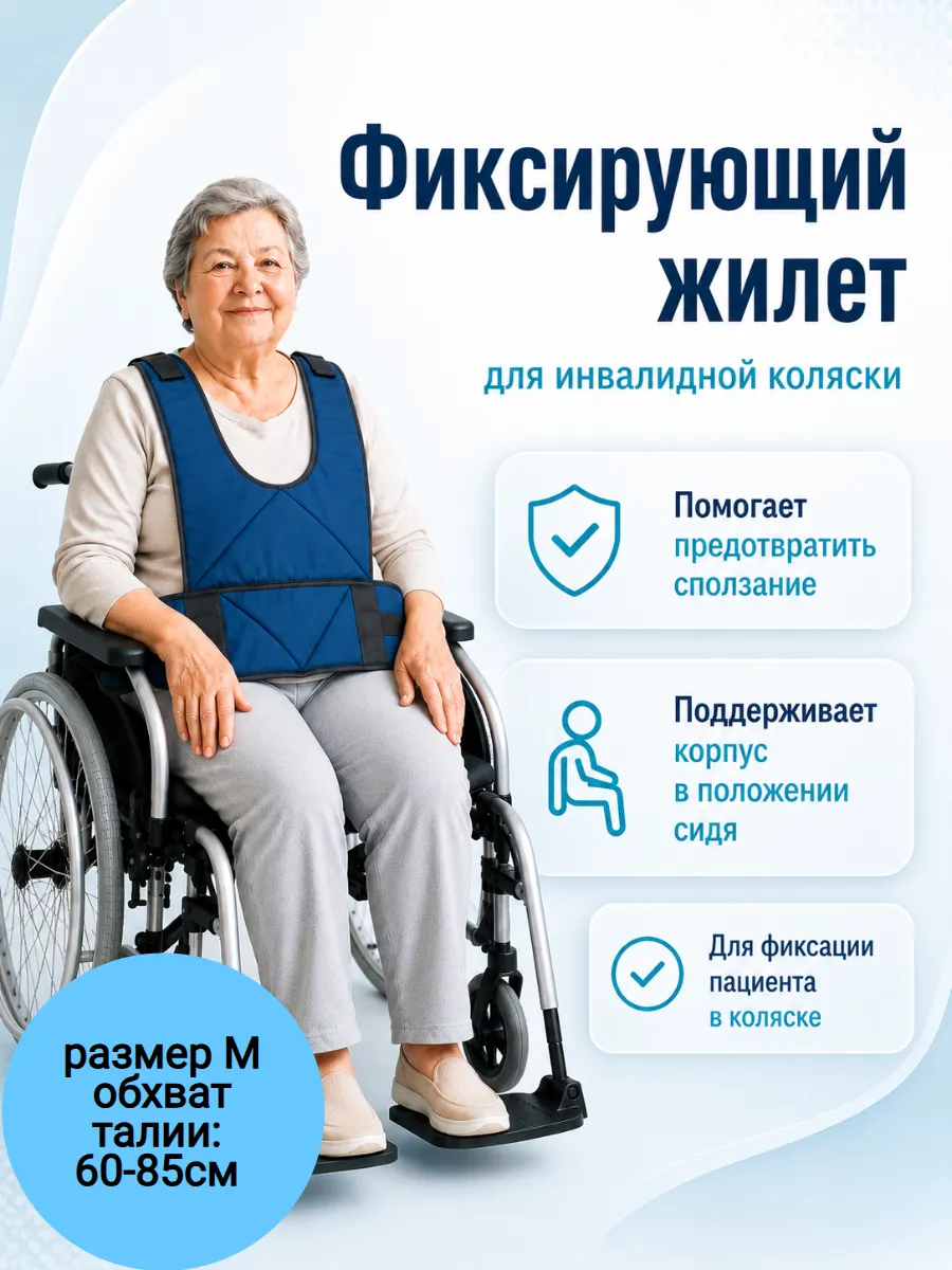 Фиксирующий жилет для инвалидной коляски, р.М