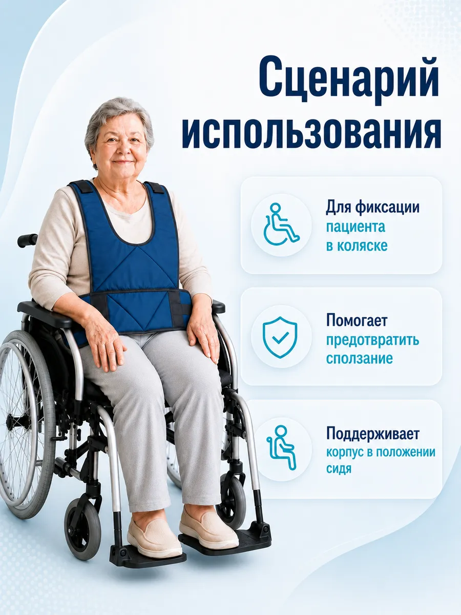 Фиксирующий жилет для инвалидной коляски, р.М фото 2
