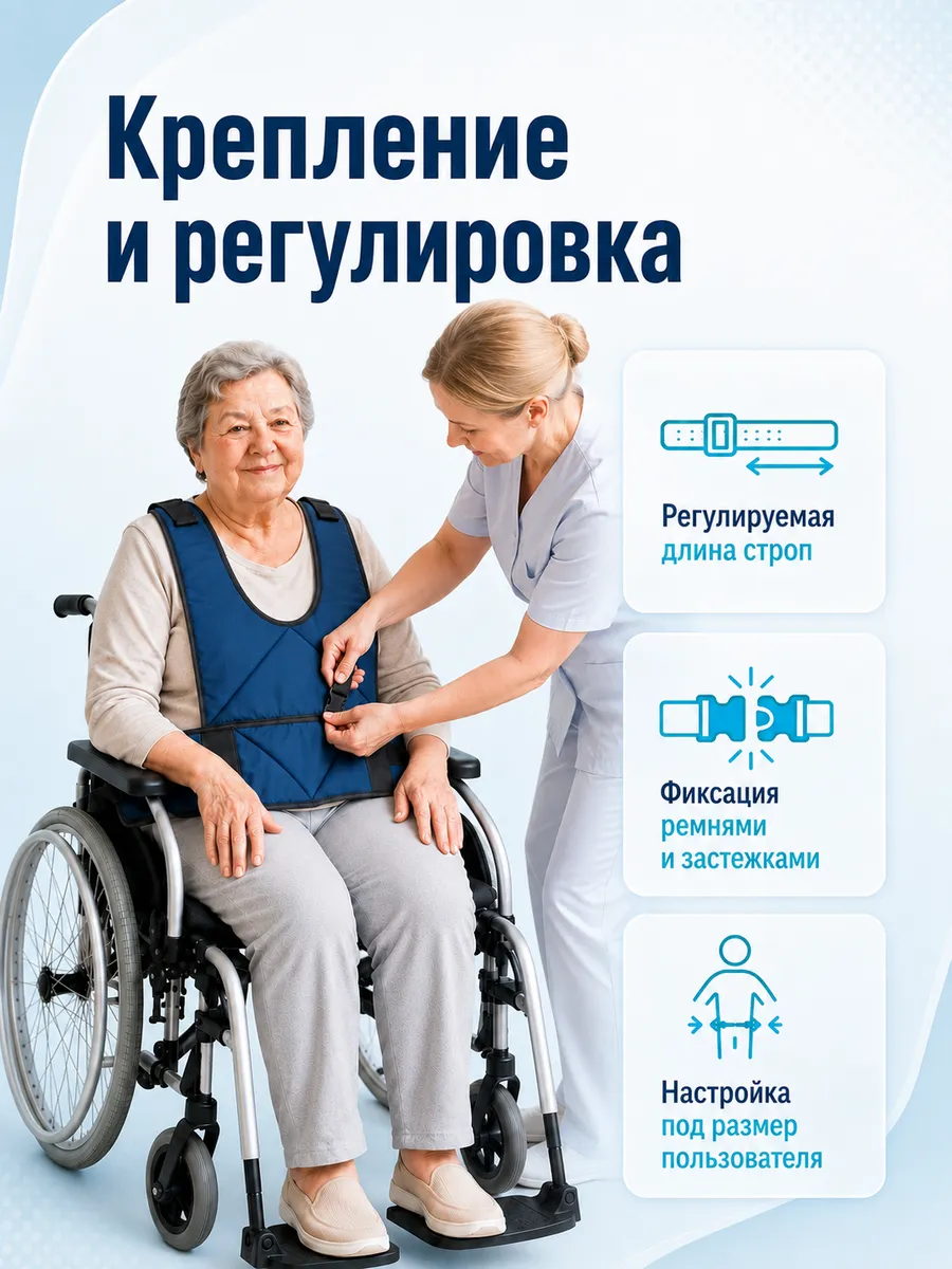 Фиксирующий жилет для инвалидной коляски, р.М фото 3