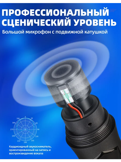 Depusheng LK1 Профессиональный ручной микрофон с аккумулятором, черный, фото 2