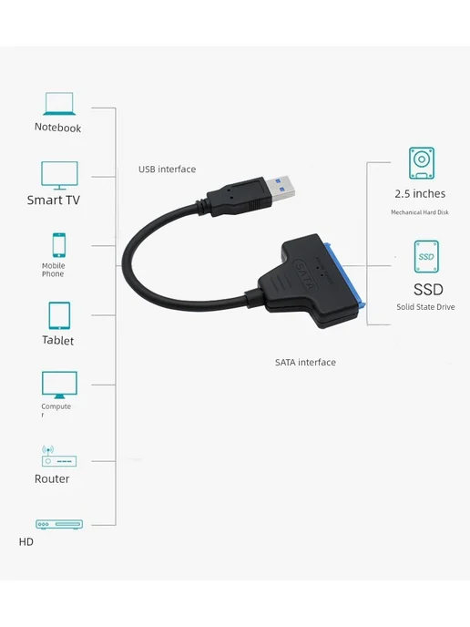Устройство переходник Sata на Usb3.0 Easy Drive Cable, вариант, фото 2