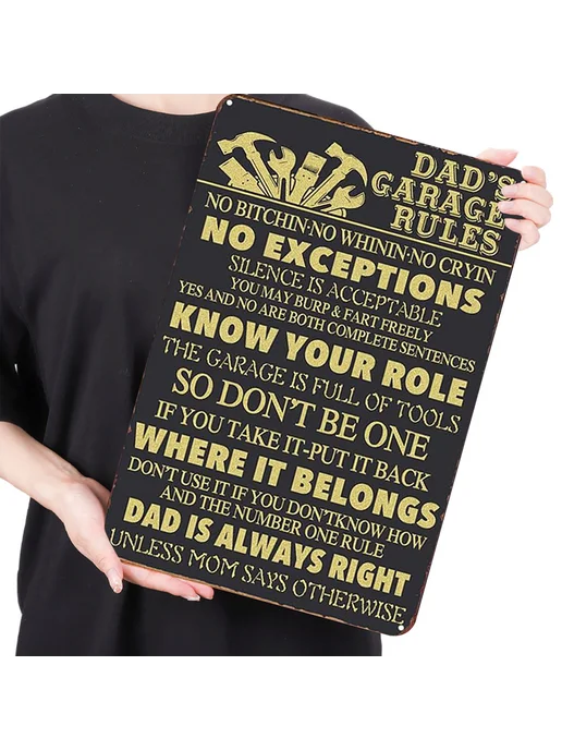 Табличка гараж Dad Rules, винтаж, металлический декор, 40х30, 40x30, фото 5