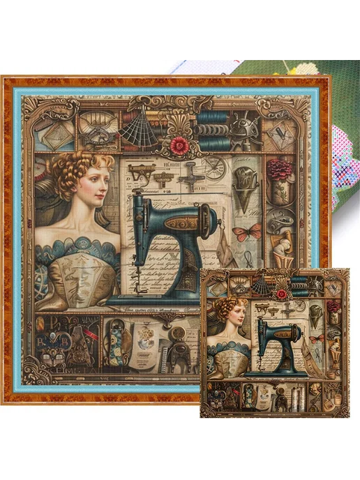 Класс. швейная машина 14CT DIY набор для крестика 40x40см, 40x40 см